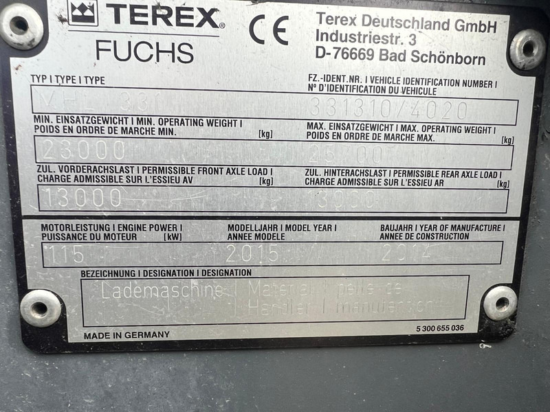 מחפר גלגלים Terex Fuchs MHL331: תמונה 8