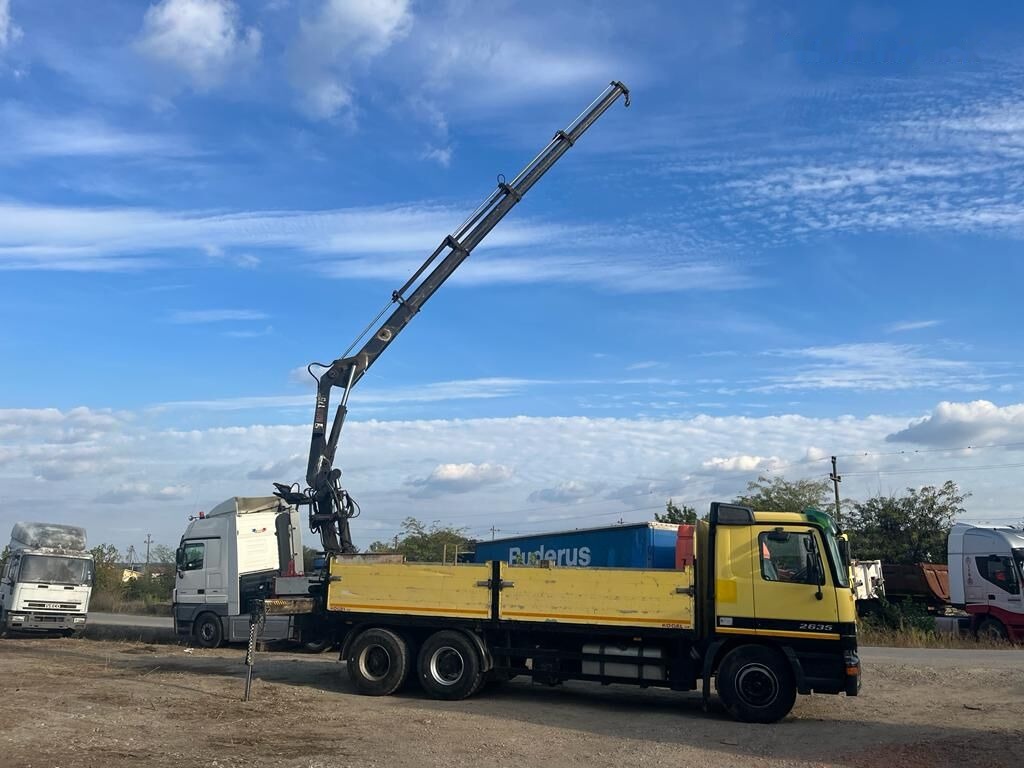 Mercedes-Benz Dropside camion Mercedes-Benz Actros MP1 V6 2635 + KRANE HIAB 17 - משאית מנוף, משאית צד נופל/ שטוחה: תמונה 1 Mercedes-Benz Dropside camion Mercedes-Benz Actros MP1 V6 2635 + KRANE HIAB 17 - משאית מנוף, משאית צד נופל/ שטוחה: תמונה 1