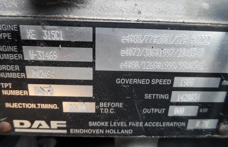 DAF XE 315 C1 DAF XF - מנוע עבור משאית: תמונה 2 DAF XE 315 C1 DAF XF - מנוע עבור משאית: תמונה 2