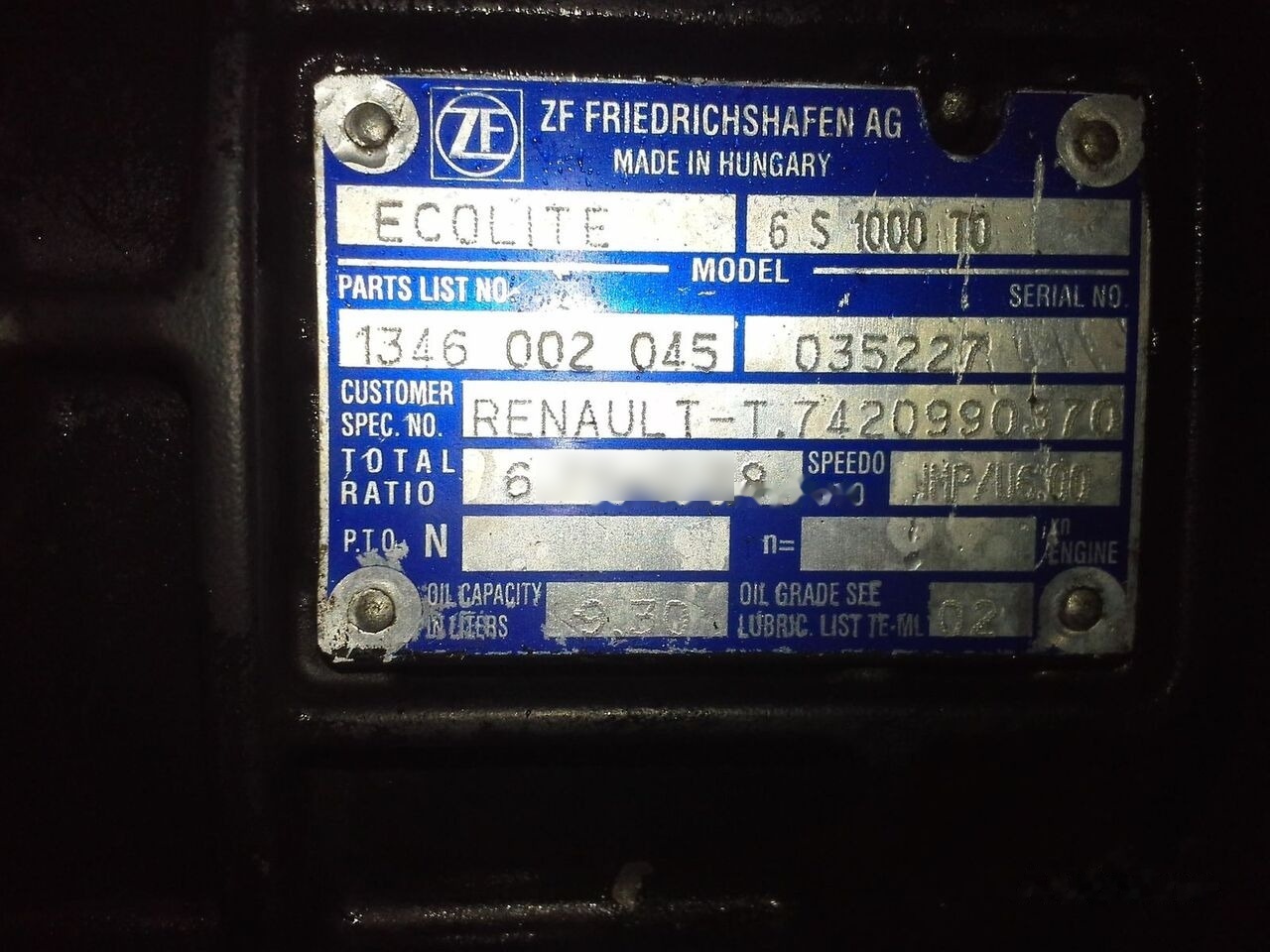 ZF 6S1000T0 Renault - תיבת הילוכים עבור משאית: תמונה 2 ZF 6S1000T0 Renault - תיבת הילוכים עבור משאית: תמונה 2