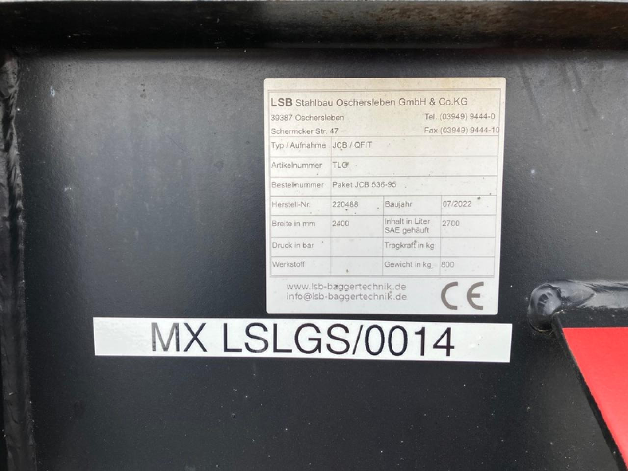 JCB LSB LEICHTGUTSCHAUFEL JCB Q-FIT - דלי: תמונה 2 JCB LSB LEICHTGUTSCHAUFEL JCB Q-FIT - דלי: תמונה 2