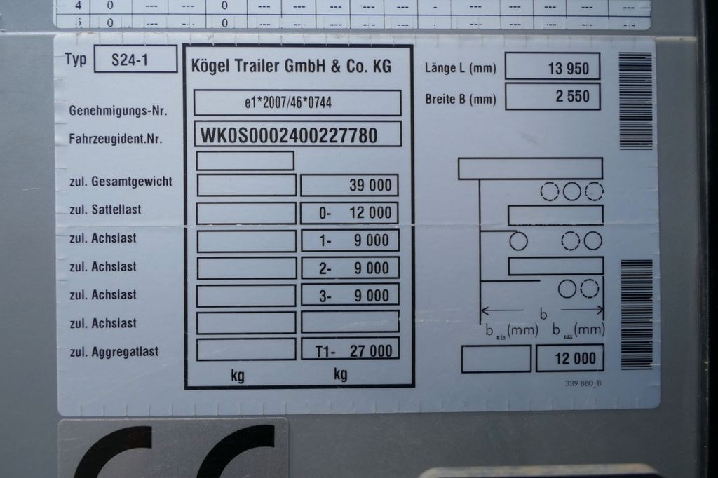סמיטריילר עם וילונות צד Kögel FIRANKA STANDARD / 2018 ROK / SAF / OPONY 100 %: תמונה 18