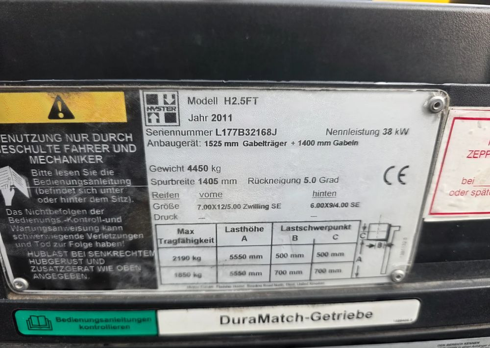 Hyster H2.5FT /LPG/ 1 WŁAŚCICIEL /1923 MTH / - מלגזה: תמונה 5 Hyster H2.5FT /LPG/ 1 WŁAŚCICIEL /1923 MTH / - מלגזה: תמונה 5