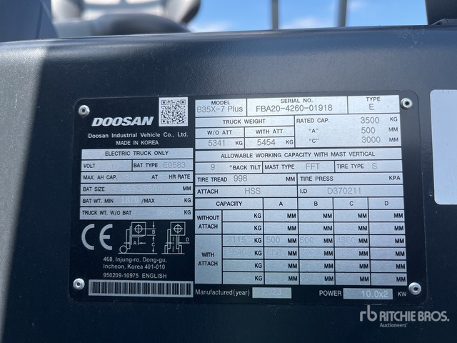 2024 Doosan B35X-7 PLUS (Unused) Electric Forklift - מלגזה חשמלית: תמונה 3 2024 Doosan B35X-7 PLUS (Unused) Electric Forklift - מלגזה חשמלית: תמונה 3