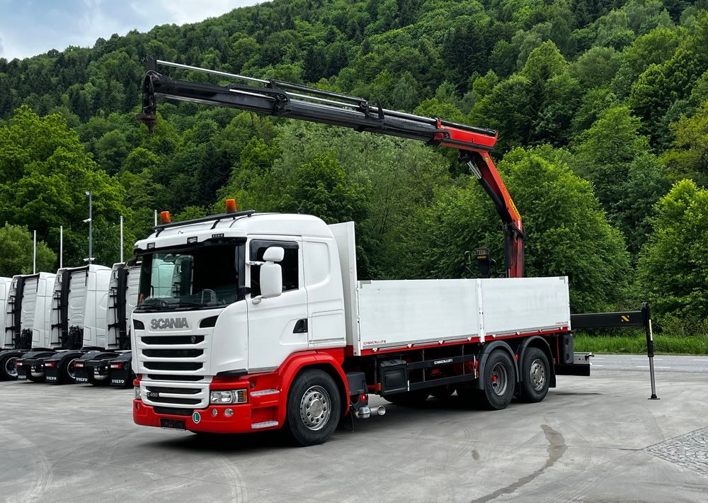 Scania G450 // 6x2// Skrzynia 6.40x2.49 // HDS Palfinger // Oś skrętna podnoszona // - משאית צד נופל/ שטוחה, משאית מנוף: תמונה 1 Scania G450 // 6x2// Skrzynia 6.40x2.49 // HDS Palfinger // Oś skrętna podnoszona // - משאית צד נופל/ שטוחה, משאית מנוף: תמונה 1