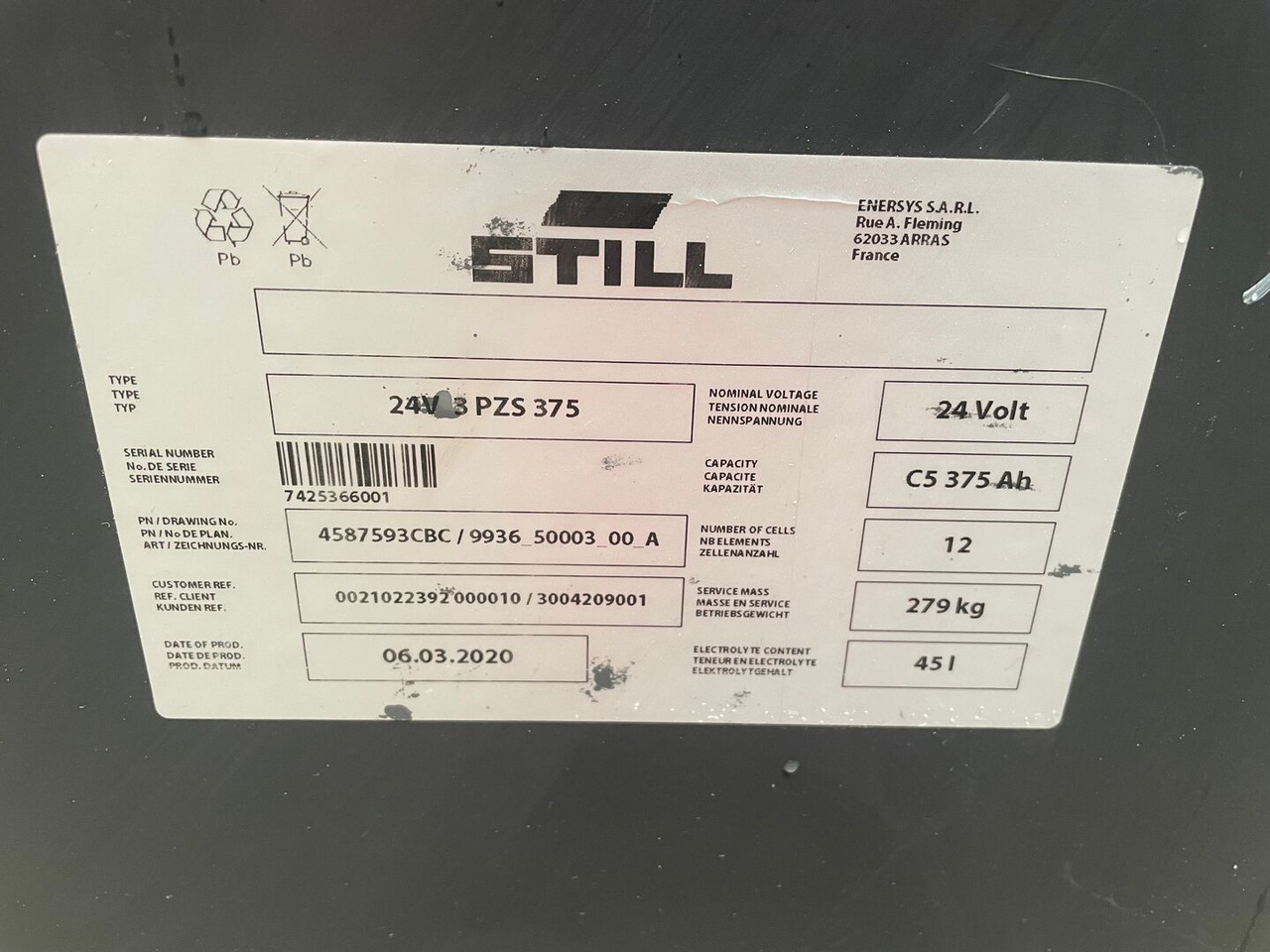 Hawker 24 Volt I 3 PZS 375 - מצבר עבור ציוד לטיפול בחומרים: תמונה 2 Hawker 24 Volt I 3 PZS 375 - מצבר עבור ציוד לטיפול בחומרים: תמונה 2
