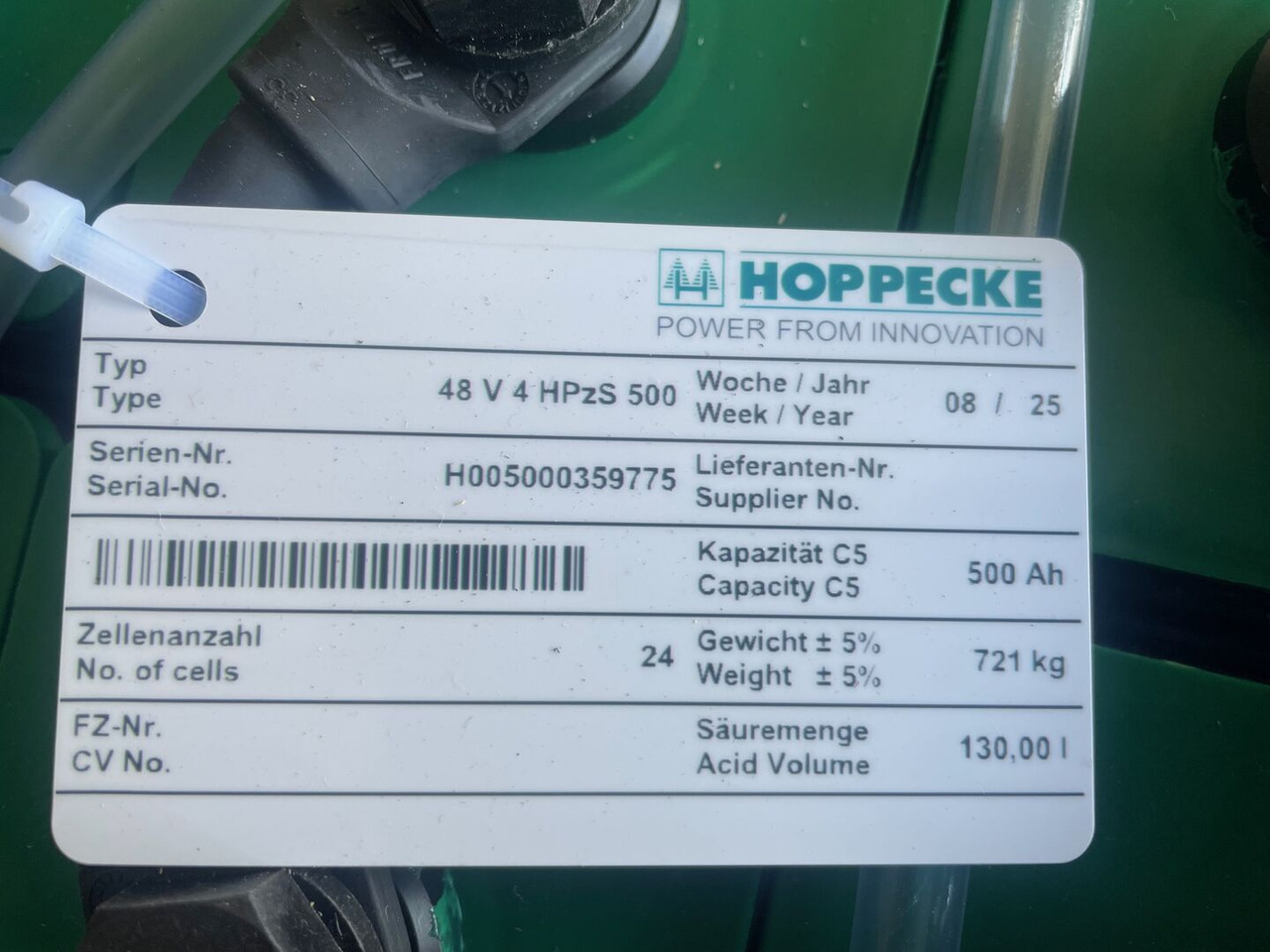 Hoppecke 48V 4 HPzS 500 - מצבר עבור ציוד לטיפול בחומרים: תמונה 5 Hoppecke 48V 4 HPzS 500 - מצבר עבור ציוד לטיפול בחומרים: תמונה 5