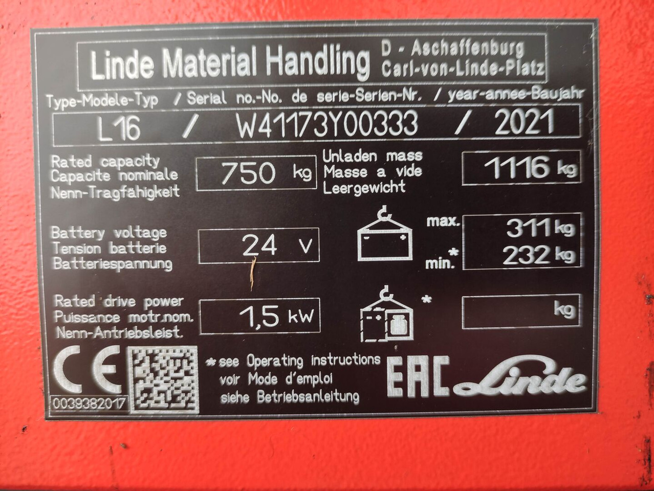 Linde L16i-1173 - מערים: תמונה 5 Linde L16i-1173 - מערים: תמונה 5