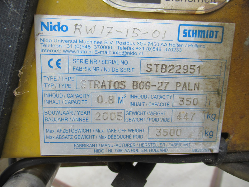 מפזר חול/ מלח NIDO - Schmidt STRATOS B08-27 PALN 0,8m3 + 350 L Zoutstrooier: תמונה 7
