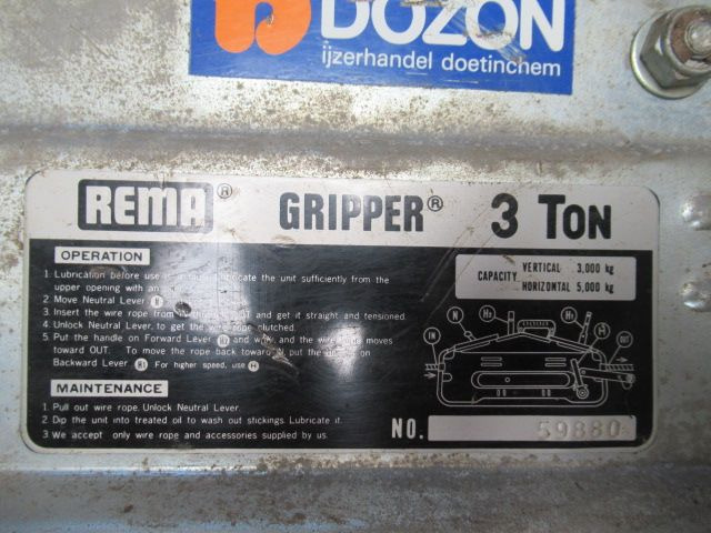 Rema Gripper 3 Ton Tirfor - כננת: תמונה 5 Rema Gripper 3 Ton Tirfor - כננת: תמונה 5