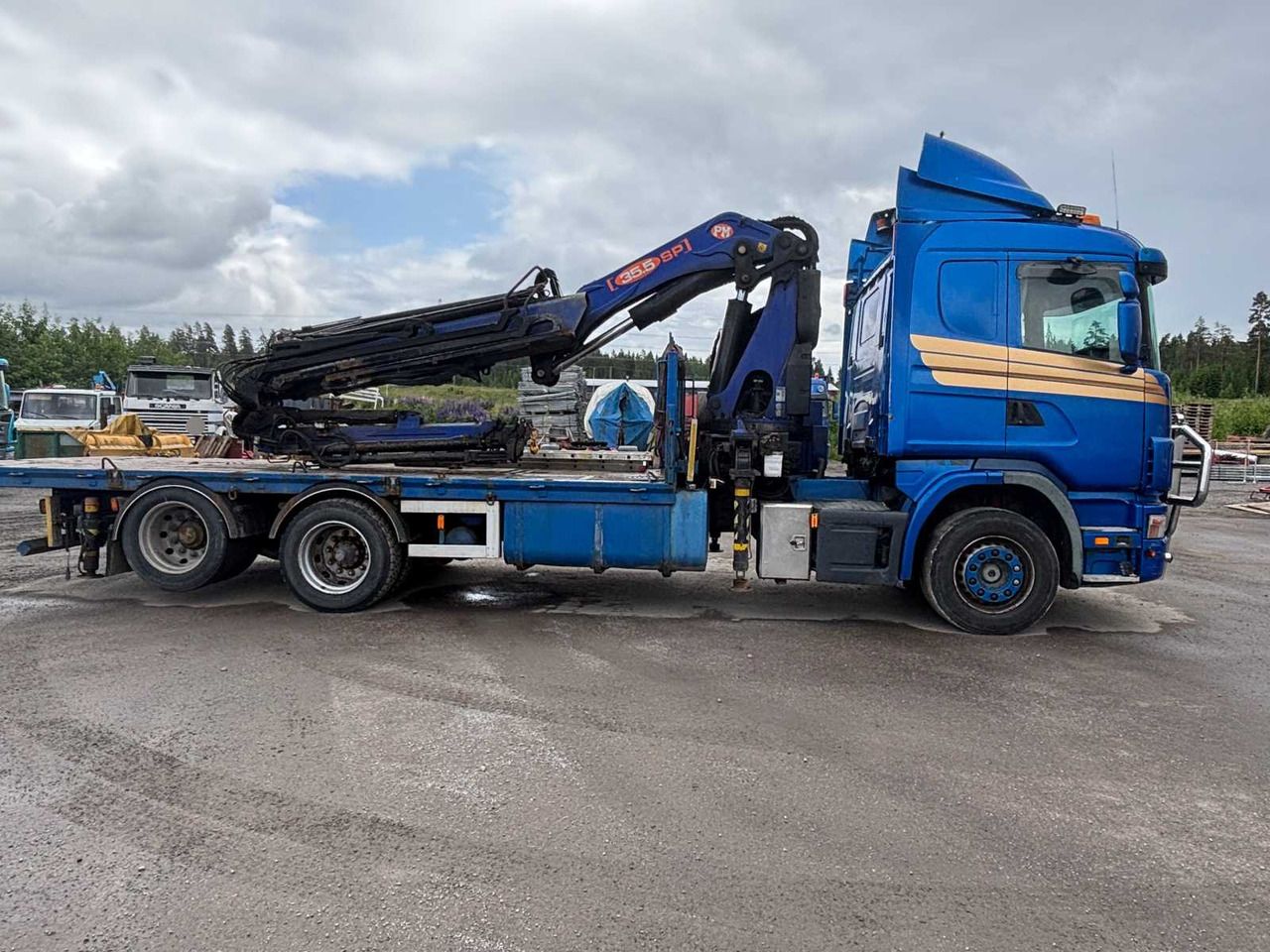 Truck Scania R 164 460 + crane PM 35.5 SP - משאית צד נופל/ שטוחה, משאית מנוף: תמונה 4 Truck Scania R 164 460 + crane PM 35.5 SP - משאית צד נופל/ שטוחה, משאית מנוף: תמונה 4