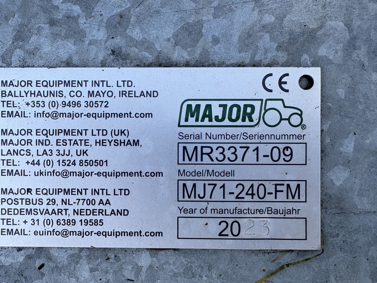 Major front Mounted Roller Mower MJ71-240F - מכסחת גינה: תמונה 4 Major front Mounted Roller Mower MJ71-240F - מכסחת גינה: תמונה 4