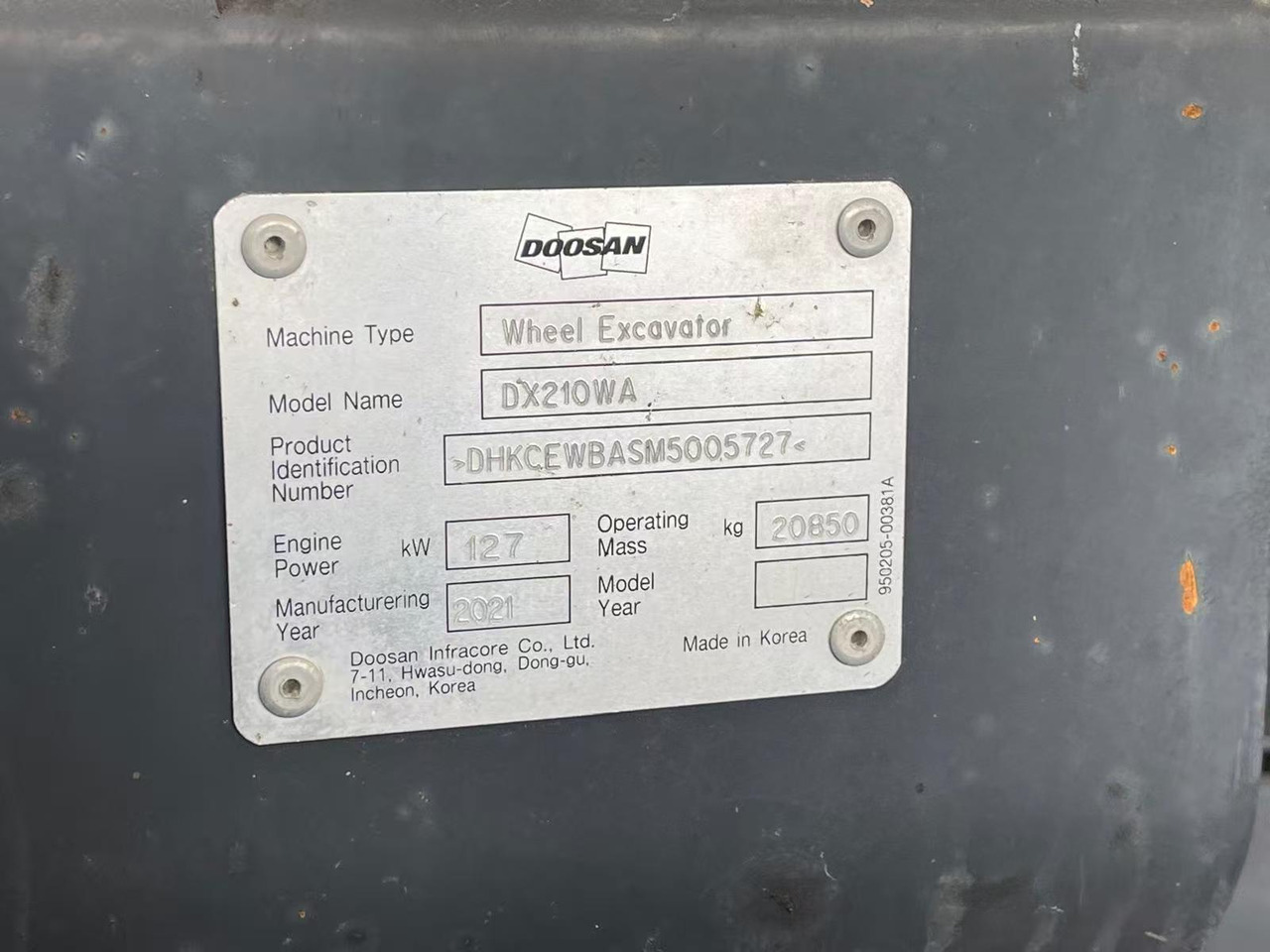 מחפר גלגלים DOOSAN DX210: תמונה 7