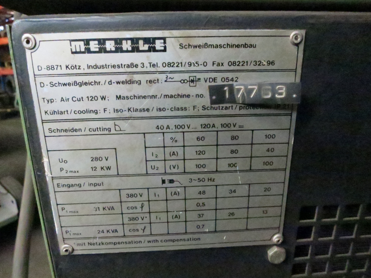 Merkle Air Cut 120W - ציוד ריתוך: תמונה 3 Merkle Air Cut 120W - ציוד ריתוך: תמונה 3