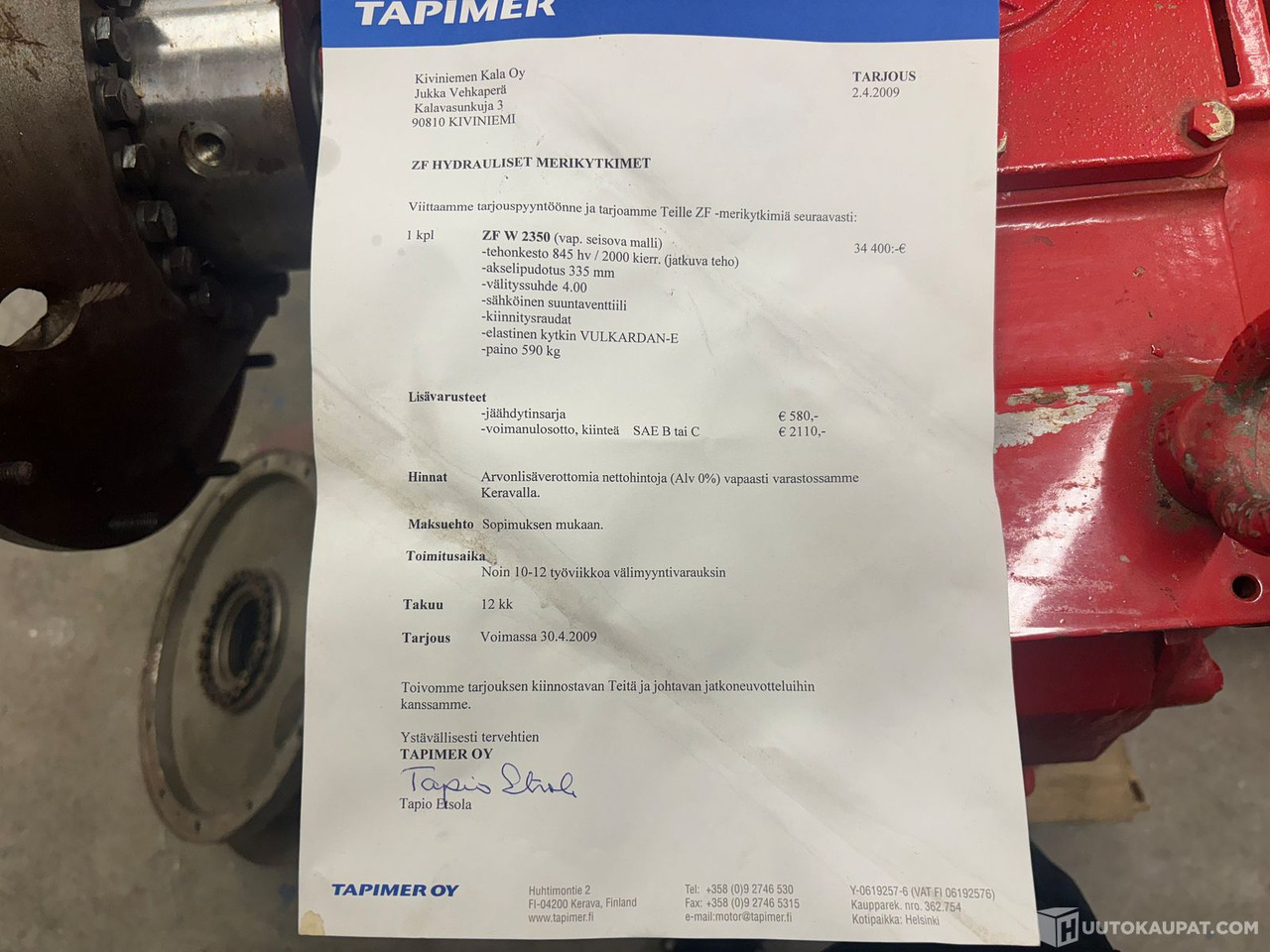 Merikytkin ZF W 2350 hydraulinen. UUSI käyttämätön., 2009, Oulu - מכונות אחרות: תמונה 3 Merikytkin ZF W 2350 hydraulinen. UUSI käyttämätön., 2009, Oulu - מכונות אחרות: תמונה 3