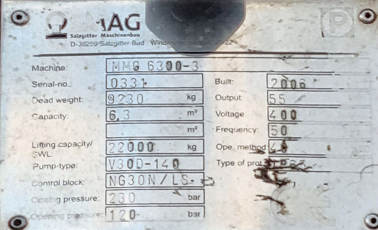 Peiner SMAG MMG 6300-3-S - מכונת אחיזה עבור ציוד נמל: תמונה 5 Peiner SMAG MMG 6300-3-S - מכונת אחיזה עבור ציוד נמל: תמונה 5