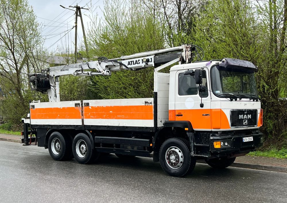 MAN 27-322 MAN 6x4 HDS ATLAS 140 - משאית צד נופל/ שטוחה, משאית מנוף: תמונה 1 MAN 27-322 MAN 6x4 HDS ATLAS 140 - משאית צד נופל/ שטוחה, משאית מנוף: תמונה 1