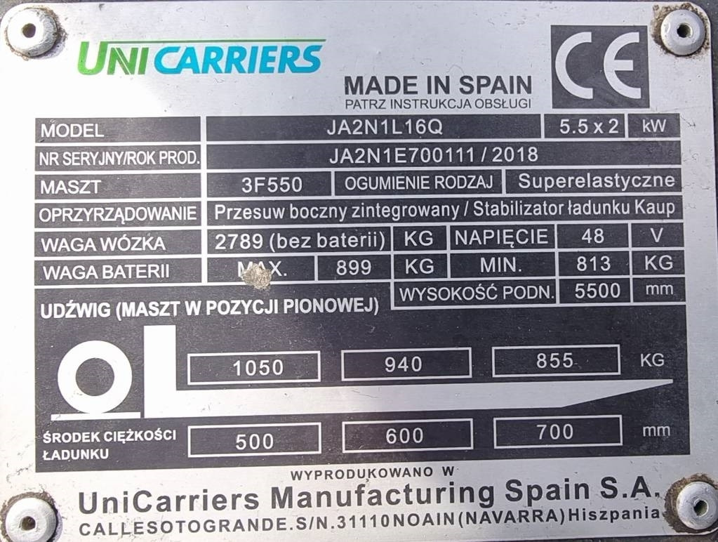מלגזה חשמלית UniCarriers JA 2 N1 L16Q TX4-16: תמונה 13