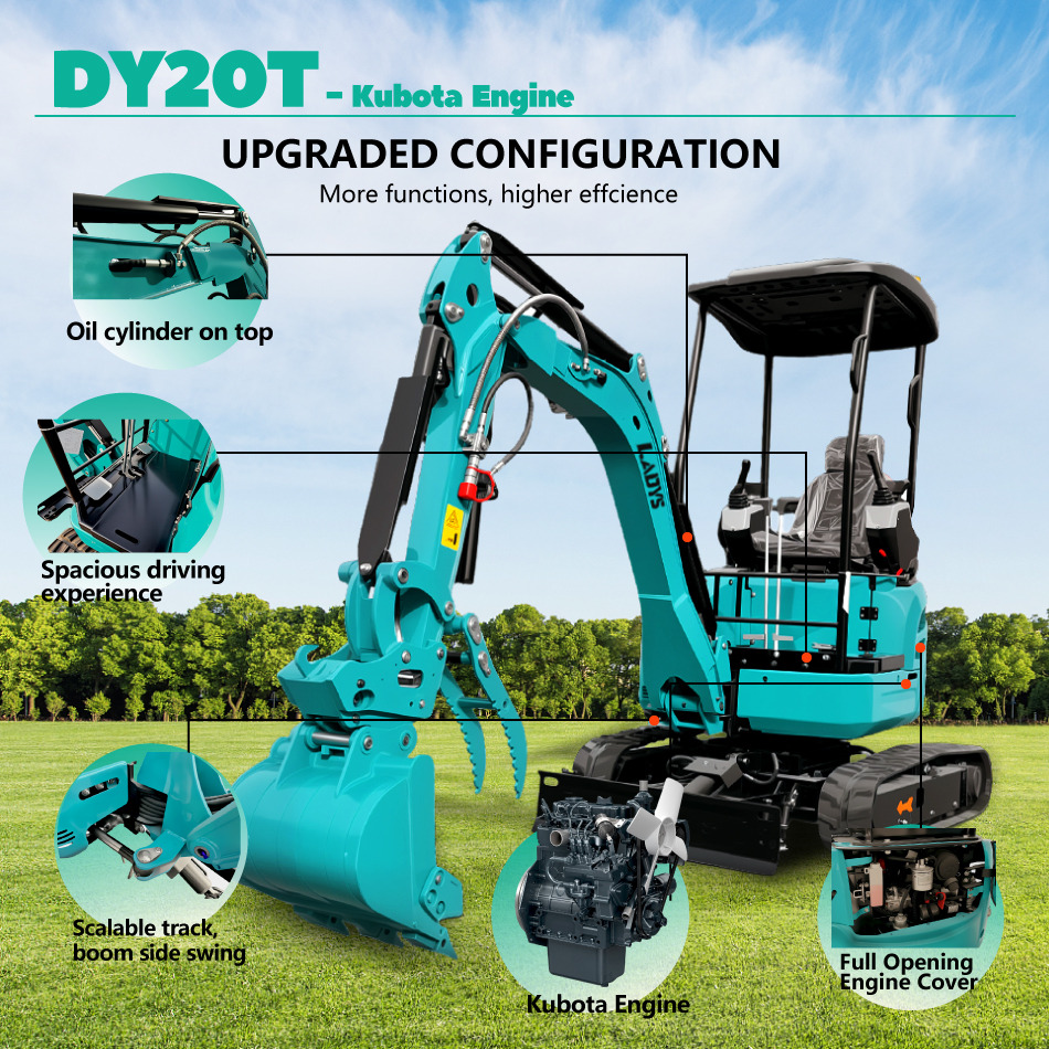 LADYS DY20T Mini Excavator Euro 5/Epa Engine Kubota Mini Excavator For Sale - מיני מחפר: תמונה 3 LADYS DY20T Mini Excavator Euro 5/Epa Engine Kubota Mini Excavator For Sale - מיני מחפר: תמונה 3