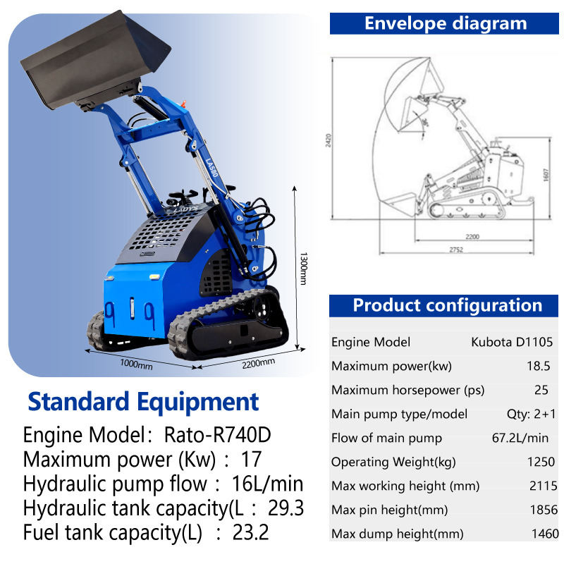 LADYS Free Shipping LA380 Mini Skid Steer Loader Compact Track Diesel Cheap Mini Skid Steer Loader For Sale With Mini Skid Steer Attachments 4 In 1 Bucket - מעמיס היגוי החלקה: תמונה 2 LADYS Free Shipping LA380 Mini Skid Steer Loader Compact Track Diesel Cheap Mini Skid Steer Loader For Sale With Mini Skid Steer Attachments 4 In 1 Bucket - מעמיס היגוי החלקה: תמונה 2
