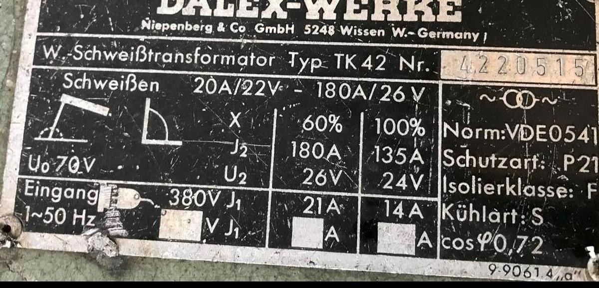 Schweißtransformator DALEX - ציוד ריתוך: תמונה 2 Schweißtransformator DALEX - ציוד ריתוך: תמונה 2