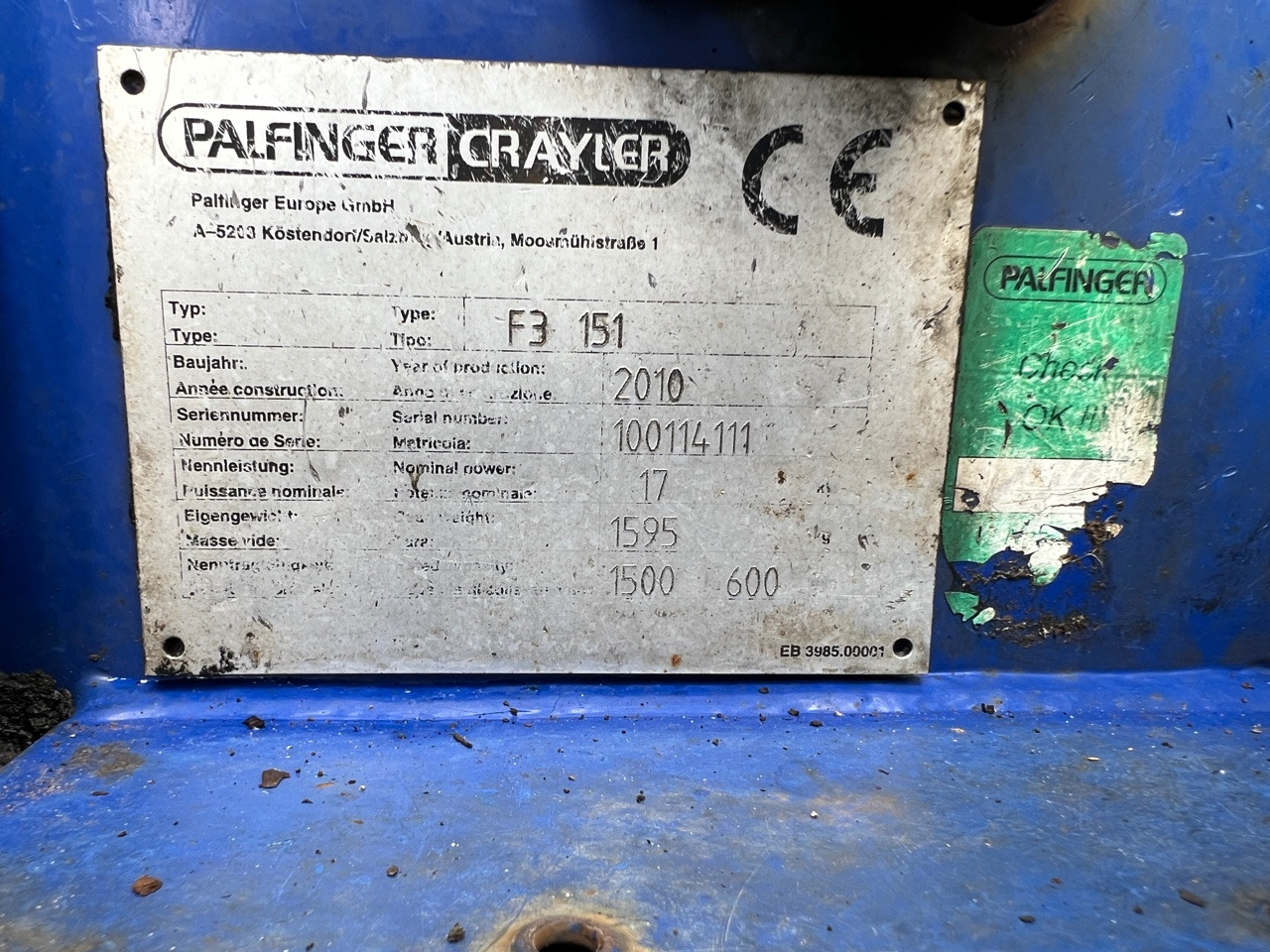 PALFINGER CRAYLER PALFINGER CRAYLER F3 151 - מלגזה מותקנת על משאית: תמונה 5 PALFINGER CRAYLER PALFINGER CRAYLER F3 151 - מלגזה מותקנת על משאית: תמונה 5