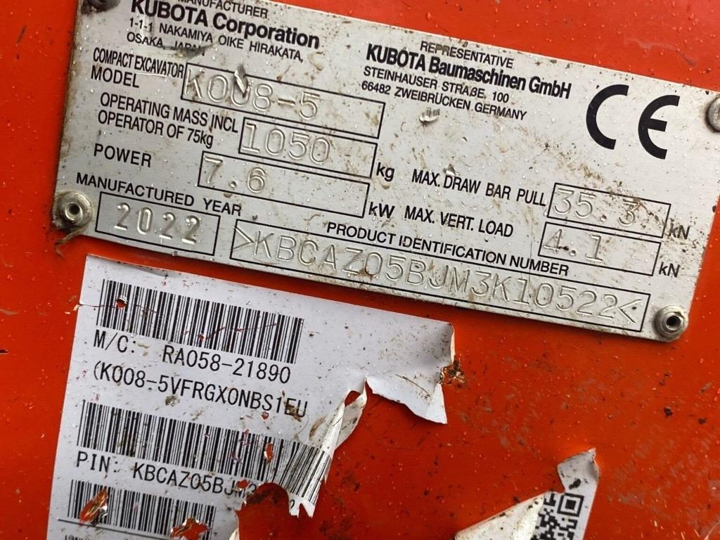 Kubota K008-5  - מיני מחפר: תמונה 5 Kubota K008-5  - מיני מחפר: תמונה 5