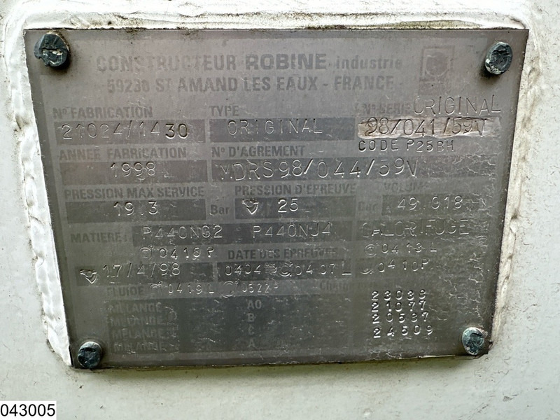 סמיטריילר מכל ROBINE Gas 49018 liter, LPG GPL Butane gas, 1 Comp: תמונה 9