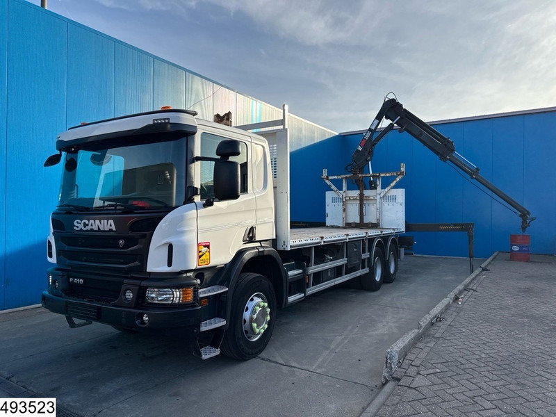 משאית צד נופל/ שטוחה, משאית מנוף Scania P 410 6x4, EURO 6, Hiab, Remote, Retarder: תמונה 11