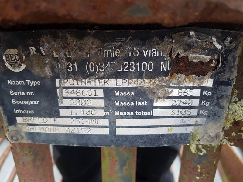 Ahlmann AZ150-Beco LPR40-2,51 mtr-Skeleton bucket - דלי: תמונה 3 Ahlmann AZ150-Beco LPR40-2,51 mtr-Skeleton bucket - דלי: תמונה 3