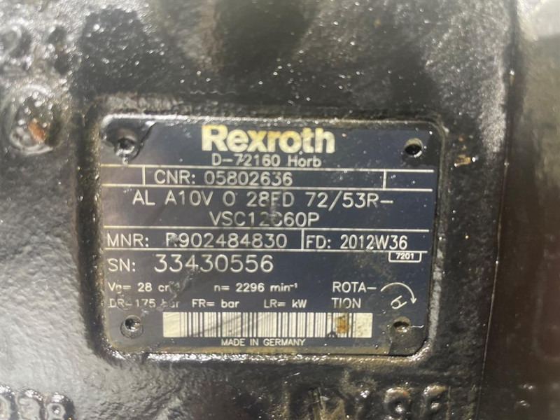Bomag 05802636-Rexroth A10VO28FD72/53R-Load sensing pump - חלקי הידרוליקה עבור מכונת בנייה: תמונה 5 Bomag 05802636-Rexroth A10VO28FD72/53R-Load sensing pump - חלקי הידרוליקה עבור מכונת בנייה: תמונה 5