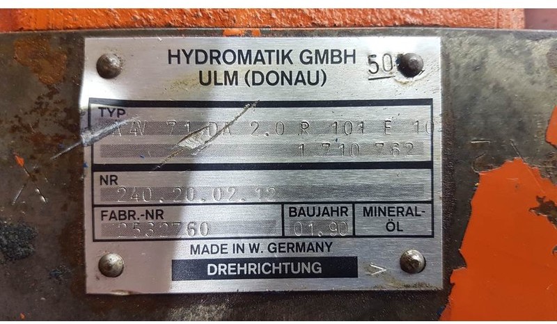 Hydromatik A4V71DA2.0R101E10 - Drive pump/Fahrpumpe/Rijpomp - חלקי הידרוליקה: תמונה 4 Hydromatik A4V71DA2.0R101E10 - Drive pump/Fahrpumpe/Rijpomp - חלקי הידרוליקה: תמונה 4