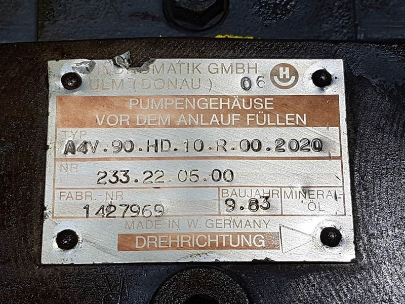 Hydromatik A4V90HD1.0R002020-233.22.05.00-Drive pump/Fahrpump - חלקי הידרוליקה עבור מכונת בנייה: תמונה 4 Hydromatik A4V90HD1.0R002020-233.22.05.00-Drive pump/Fahrpump - חלקי הידרוליקה עבור מכונת בנייה: תמונה 4