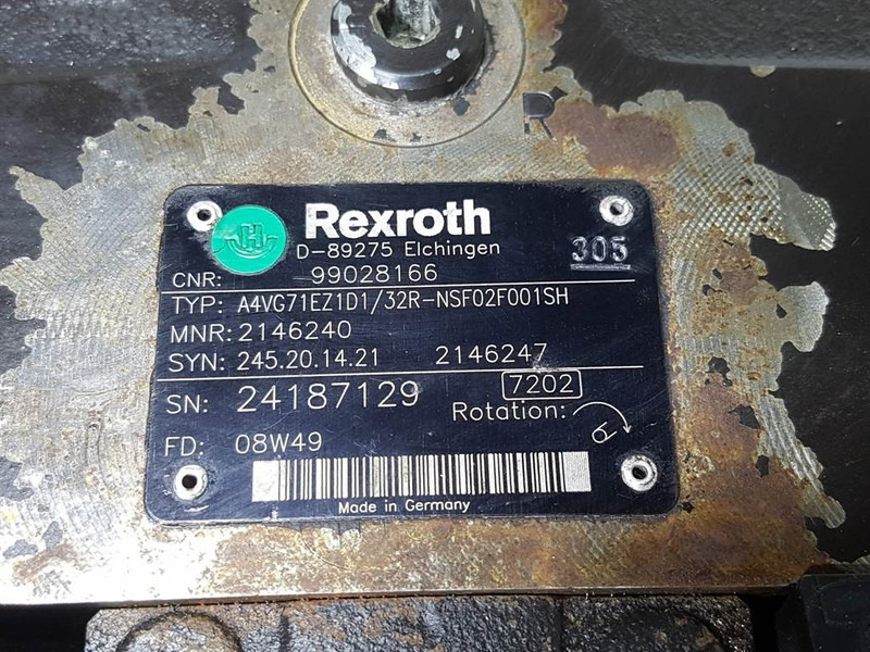 Rexroth A4VG71EZ1D1/32R-99028166/R902146240-Drive pump - חלקי הידרוליקה: תמונה 4 Rexroth A4VG71EZ1D1/32R-99028166/R902146240-Drive pump - חלקי הידרוליקה: תמונה 4