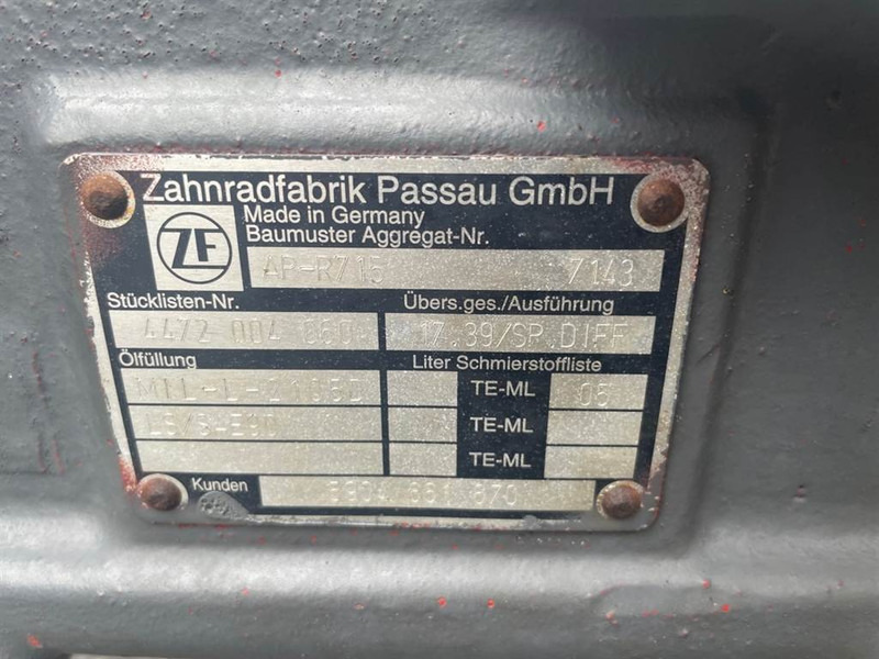 סרן וחלקים עבור מכונת בנייה Schaeff SKL834-5904661670-ZF AP-R715-Axle/Achse/As: תמונה 9