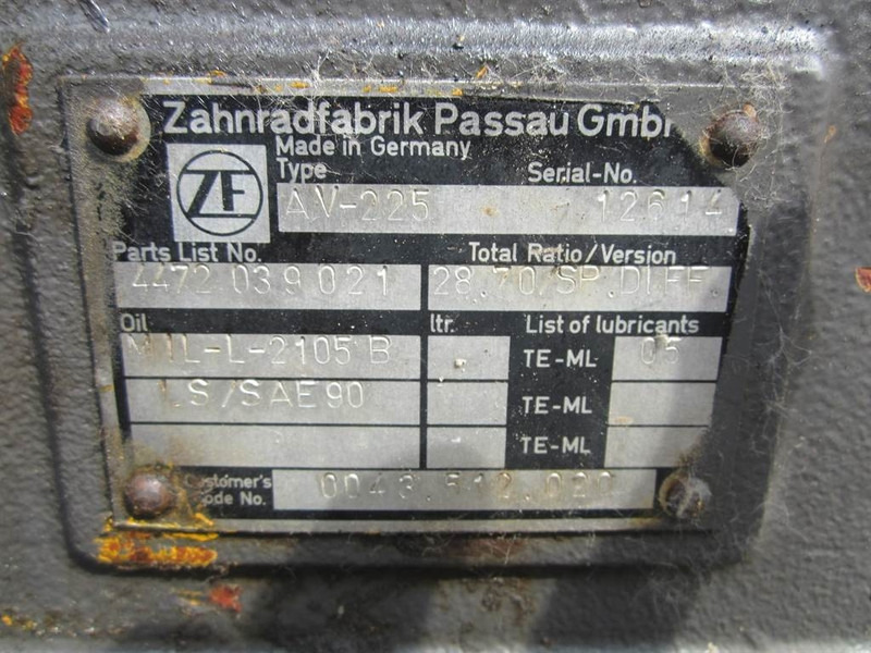 Zettelmeyer ZL502-ZF AV-225 - 4472039021-Axle/Achse/As - סרן וחלקים עבור מכונת בנייה: תמונה 3 Zettelmeyer ZL502-ZF AV-225 - 4472039021-Axle/Achse/As - סרן וחלקים עבור מכונת בנייה: תמונה 3