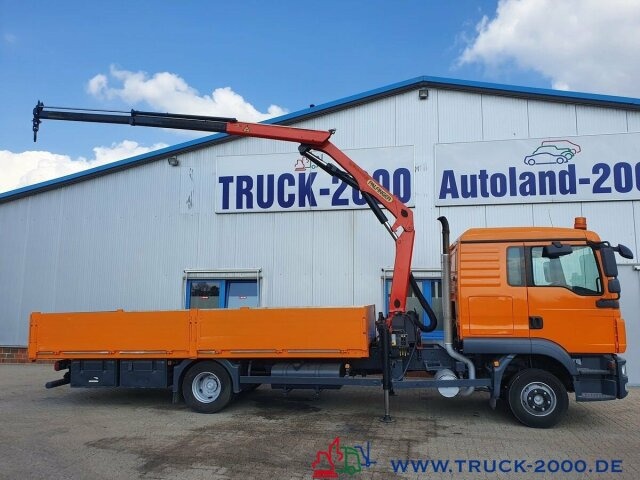 משאית צד נופל/ שטוחה, משאית מנוף MAN TGL 12.250 Kran PK11001 7.6 m = 1.24 to. 2 x AHK: תמונה 14