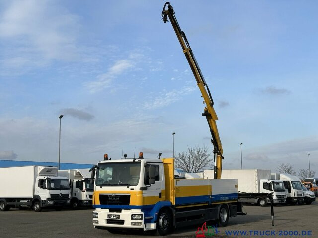 משאית צד נופל/ שטוחה, משאית מנוף MAN TGM 18.250 Kran Hiab 099 gefaltet am Heck 1.Hand: תמונה 14