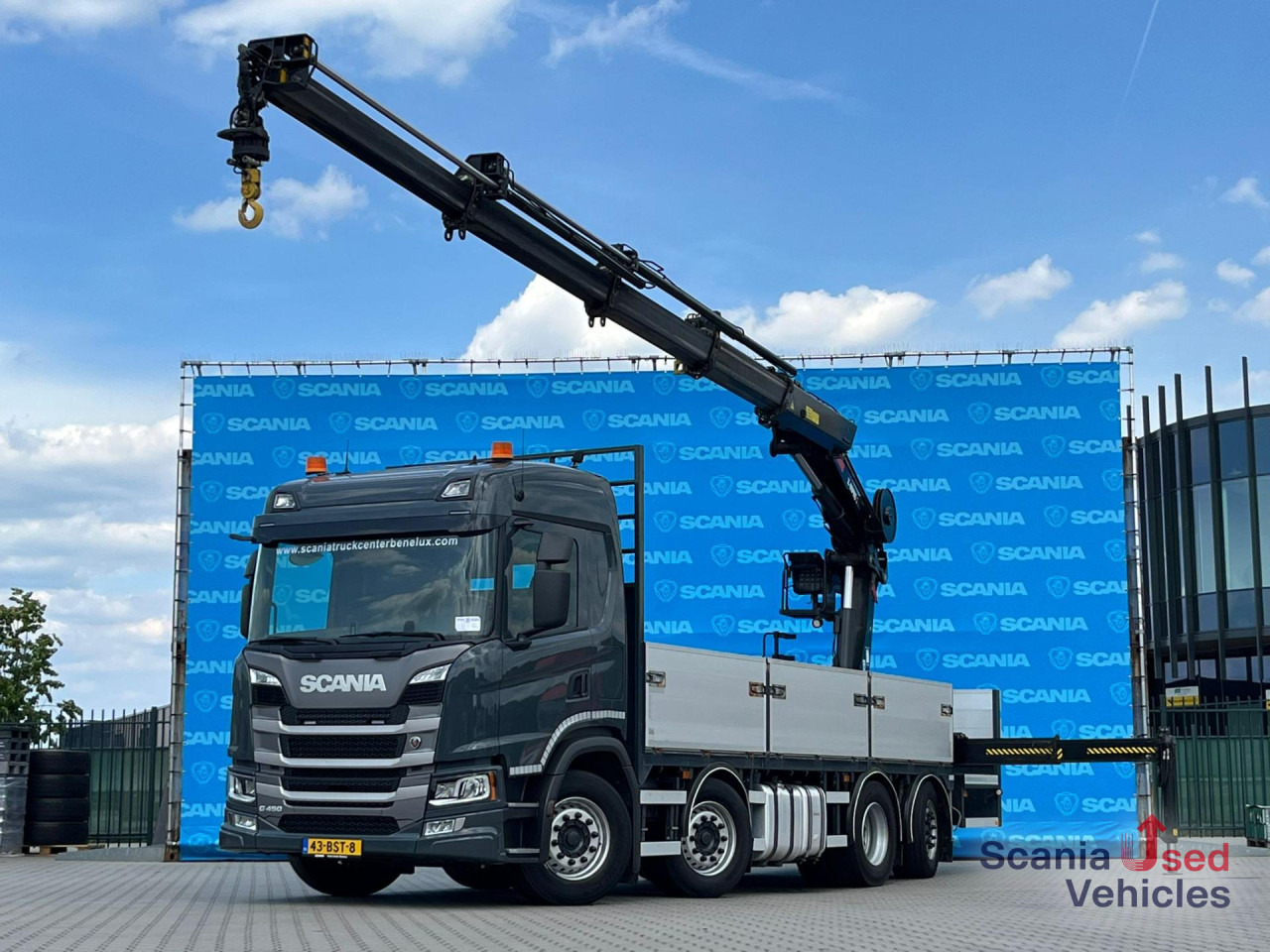 SCANIA G 450 B8x2*6NB DIFF-L HIAB X-HIPRO 262 EP-4 - משאית צד נופל/ שטוחה: תמונה 1 SCANIA G 450 B8x2*6NB DIFF-L HIAB X-HIPRO 262 EP-4 - משאית צד נופל/ שטוחה: תמונה 1