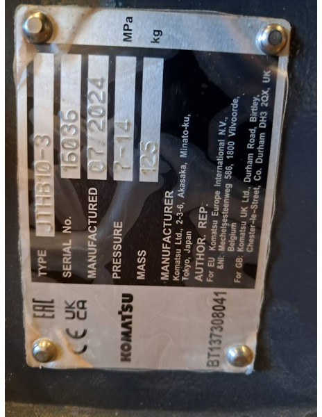 Komatsu JTHB10-3 - פטיש הידרולי עבור מכונת בנייה: תמונה 2 Komatsu JTHB10-3 - פטיש הידרולי עבור מכונת בנייה: תמונה 2