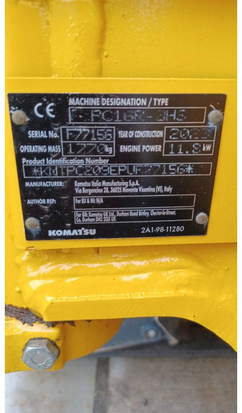 Komatsu PC16R-3HS - מיני מחפר: תמונה 2 Komatsu PC16R-3HS - מיני מחפר: תמונה 2