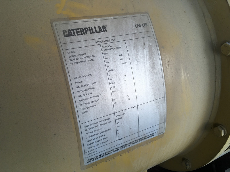 ערכת גנרטורים Caterpillar 3456 GENERATOR 455KVA USED: תמונה 6