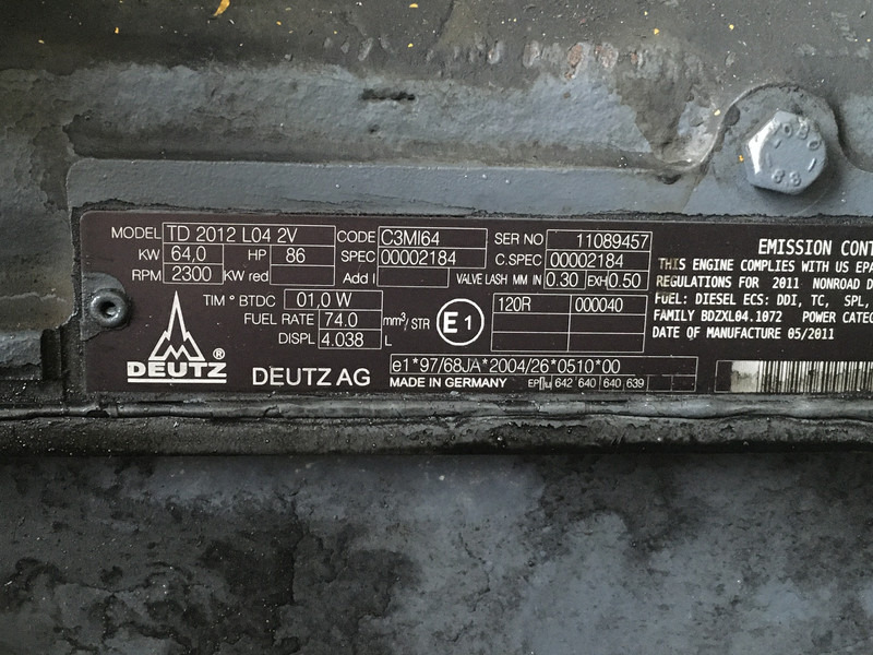 מכונת בנייה Deutz TD2012L04 MECH. USED: תמונה 6