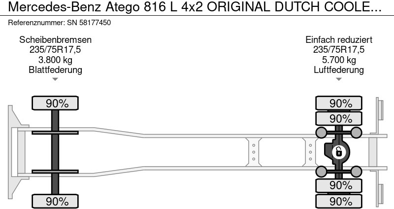 משאית קירור Mercedes-Benz Atego 816 L 4x2 ORIGINAL DUTCH COOLER TRUCK WITH CARRIER XARIOS 600D/E (MANUAL GEARBOX / AIRCONDITIONING / 2.000 KG. TAILLIFT): תמונה 18