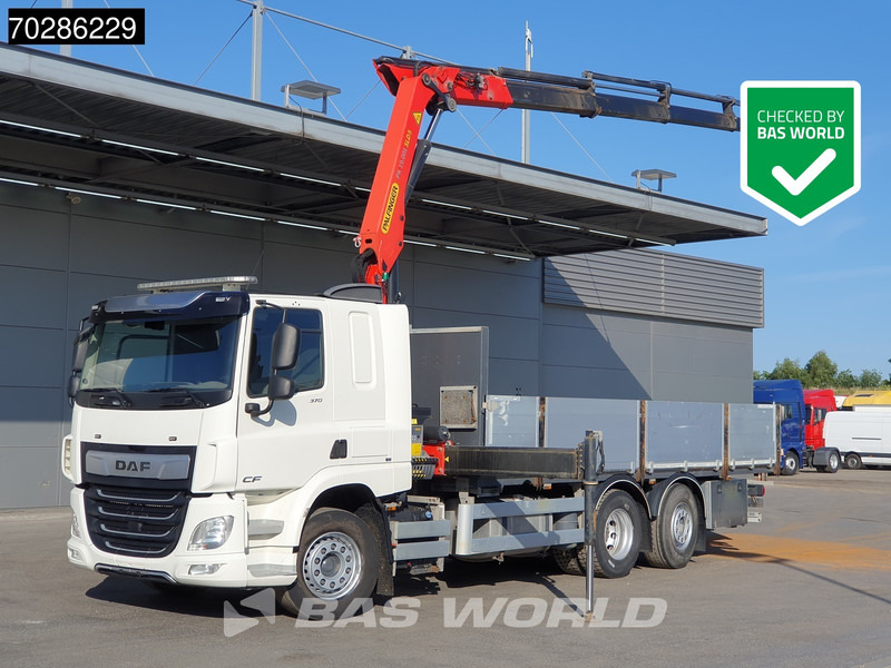 DAF CF 370 CF 6X2 Palfinger PK19.001 SLD D Kran Crane ACC Lift+lenkasche Euro 6 - משאית צד נופל/ שטוחה, משאית מנוף: תמונה 1 DAF CF 370 CF 6X2 Palfinger PK19.001 SLD D Kran Crane ACC Lift+lenkasche Euro 6 - משאית צד נופל/ שטוחה, משאית מנוף: תמונה 1