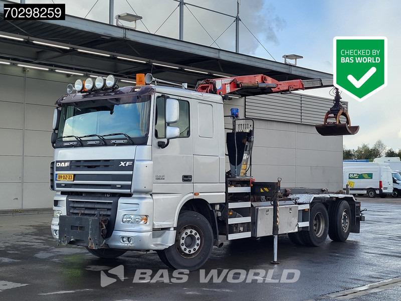 DAF XF105.410 XF 6X2 NL-Truck HMF 1643 Z2 Crane 24T Container system Lift+Steering-Axle Euro 5 - משאית מערכת כבלים, משאית מנוף: תמונה 1 DAF XF105.410 XF 6X2 NL-Truck HMF 1643 Z2 Crane 24T Container system Lift+Steering-Axle Euro 5 - משאית מערכת כבלים, משאית מנוף: תמונה 1