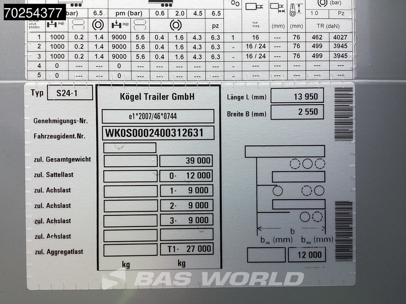 חָדָשׁ סמיטריילר עם וילונות צד Kögel S24-1 NEW-UNUSED TPMS Liftachse Edscha: תמונה 16