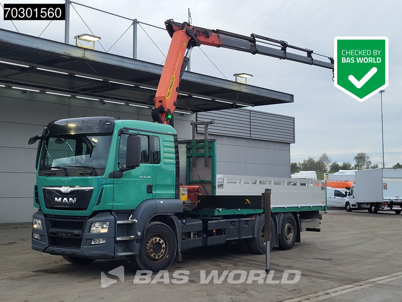 MAN TGS 26.400 6X2 Palfinger PK23001 EH Crane Kran Remote Retarder Euro 6 - משאית צד נופל/ שטוחה, משאית מנוף: תמונה 1 MAN TGS 26.400 6X2 Palfinger PK23001 EH Crane Kran Remote Retarder Euro 6 - משאית צד נופל/ שטוחה, משאית מנוף: תמונה 1