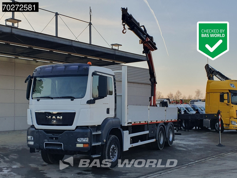 MAN TGS 26.440 6X4 Palfinger PK18002 EH Kran Crane Manual Remote Euro 5 - משאית צד נופל/ שטוחה, משאית מנוף: תמונה 1 MAN TGS 26.440 6X4 Palfinger PK18002 EH Kran Crane Manual Remote Euro 5 - משאית צד נופל/ שטוחה, משאית מנוף: תמונה 1