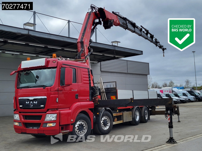 MAN TGS 35.480 8X4 Fassi F800BXP.28 Kran Crane Hydrodrive Lift-Lenkachse Euro 4 - משאית צד נופל/ שטוחה, משאית מנוף: תמונה 1 MAN TGS 35.480 8X4 Fassi F800BXP.28 Kran Crane Hydrodrive Lift-Lenkachse Euro 4 - משאית צד נופל/ שטוחה, משאית מנוף: תמונה 1